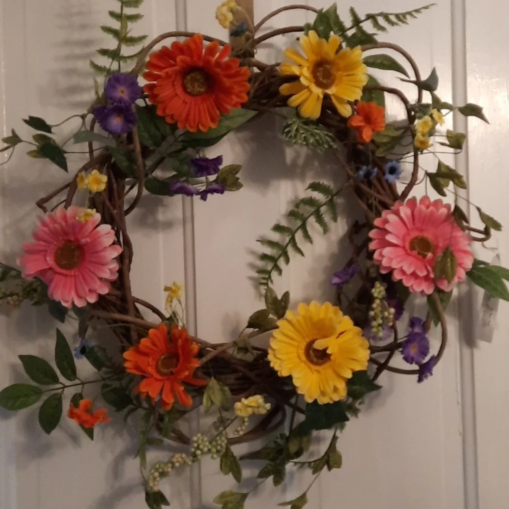 Wreath Gerbera Wildflower Silk Artificial Flower Floral Indoor Outdoor Wall Door